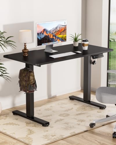 Image of Okin Standing Desk Electric Adjustable Computer Whole Piece Stand up Desk Office Gaming Home Office Memory Desks 48x24 inches Black