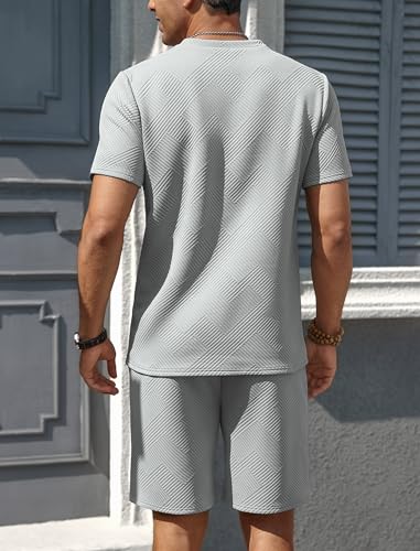 Vssjavun Men's Track Suits 2 Piece Outfits Casual Short Sleeve Shirt and Shorts Set Sweatsuit Summer Tracksuit