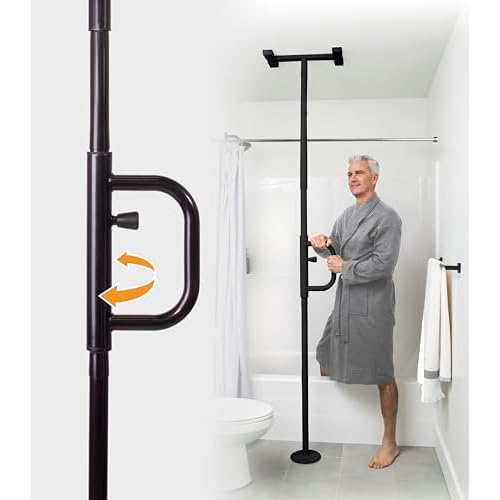 Stander Security Pole and Curve Grab Bar, Elderly Tension Mounted Floor to…