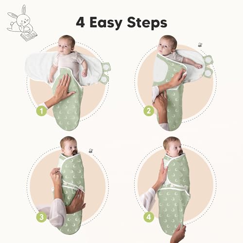 Image of 3-Pack Organic Baby Swaddle Sleep Sacks - Swaddles for Newborns, Infant 0-3 Months, Baby Girls, Boys, Soft & Snug Newborn Sleep Sack, Nursery Swaddling Blankets (Lunaris, OS)