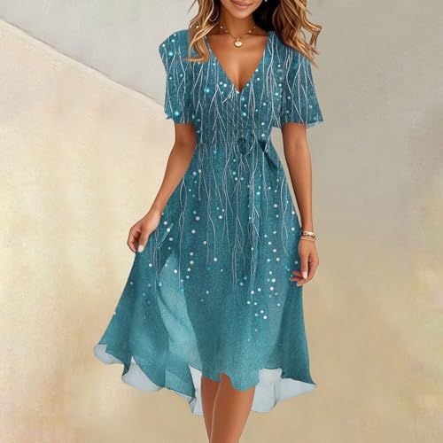 Spring Summer Chiffon Midi Dresses for Women 2025 Elegant Classy Wedding Guest Floral Formal Cocktail Prom Dress