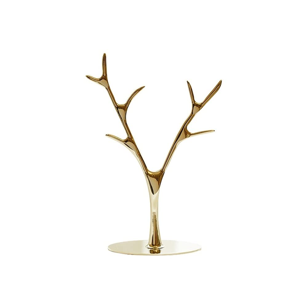 MUSUMI Jewelry Tree Stand Metal Tree Branch Jewelry Rack Necklace Earring Display Stand Jewelry Storage Rack (Gold)
