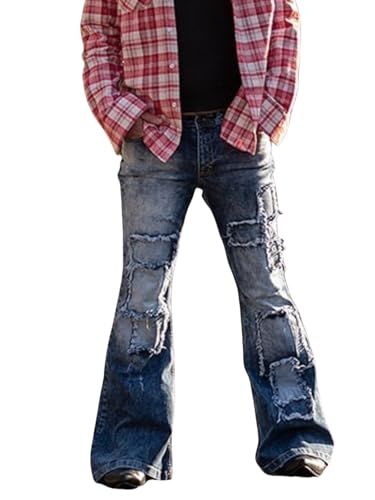Men's 70s Retro Flared Jeans - Relaxed Fit Stretch Denim Pants with Bell Bottom