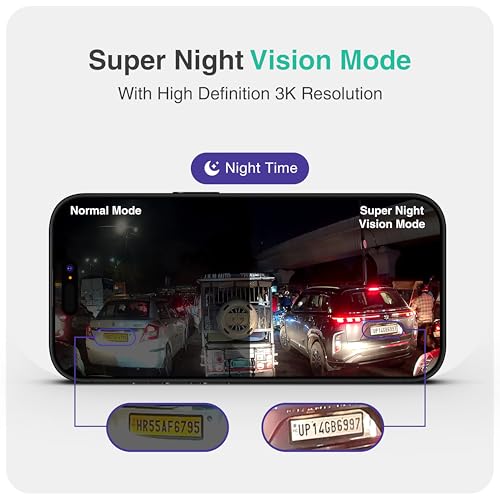 Image of Onelap Vidsure 2 (2026 Front + Rear) - 3K UHD Dashcam for Car | Real STARVIS 2 IMX675 (Super Night Vision) | 5MP 3K UHD Front | 2MP 1080p FHD Rear | 3.2 inch LCD | 5.8Ghz WiFi | HDR