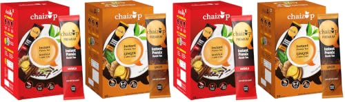Image of Chaizup Premium 1 Min Instant Assorted Tea Pack - 20 Sachets | Ginger & Masala Flavours | 20 Servings | 4 Packs (10 Flavours Each) | 280g