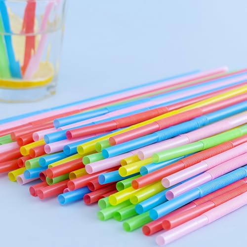 200 pitillos flexibles desechables de plástico rosa 26 cm miniatura 2