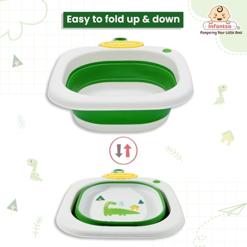 Image of Infantso Multi Purpose Portable Washbasin, Space Saving, Foldable & Expandable Wash Tub for Travelling, Easy Wash Childern's Clothes, Baby Head Wash Tub, Perfect for Baby Bottles