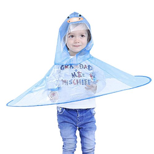 Preisvergleich Produktbild - Mingfa süßer Comic-Regenmantel-Schirm, UFO-Regenmantel, faltbar, wiederverwendbar, wasserdichter Poncho, für den Kopf, Draußen, für Kinder, Jungen und Mädchen, M, Blue 1, 1