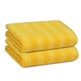 PREMIUS 2 Pack Stripes Hand Towel, Bath Towel, and Bath Sheet Towel, 100% Cotton Yarn Dyed, Hotel Luxurious Towel & Drying Experience, Great for Hands and Body (Sunstruck-Yellow, Hand Towel)