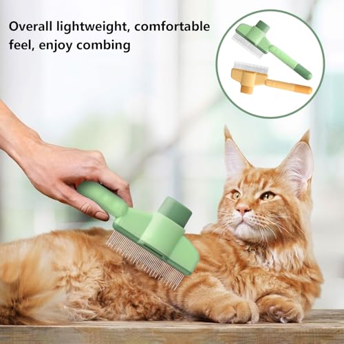 2 Stk für Fellblitz Bürste Katzenbürste Selbstreinigende Haustierbürste, Katzenbürsten Unterfellbürste Katzenhaarbürste, Hundebürste Unterwolle, Katzenkamm Unterfell für Haustiere Langhaar Kurzhaar