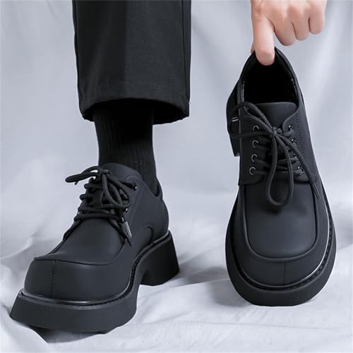 Image of Men's Fashion Platform Genuine Leather Dress Shoes Height Boosting Chunky Oxfords Shoes Casual Party Dating Prom