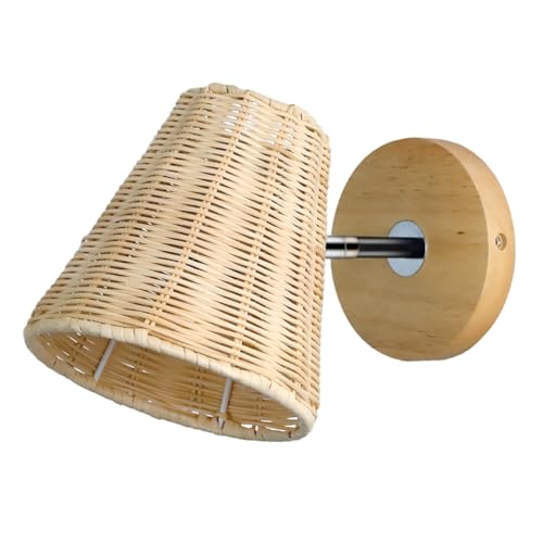 Akfldms Apliques de Pared de Ratán Retro, Decoración Tejida A Mano, Lámpara de Pared LED