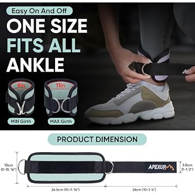 APEXUP Ankle Strap for Cable Machine, Ankle Resistance Bands, Cable Kick Back Ankle Straps for Gym, Glute Workouts, Leg Extensions, Adjustable Straps with Neoprene Padding