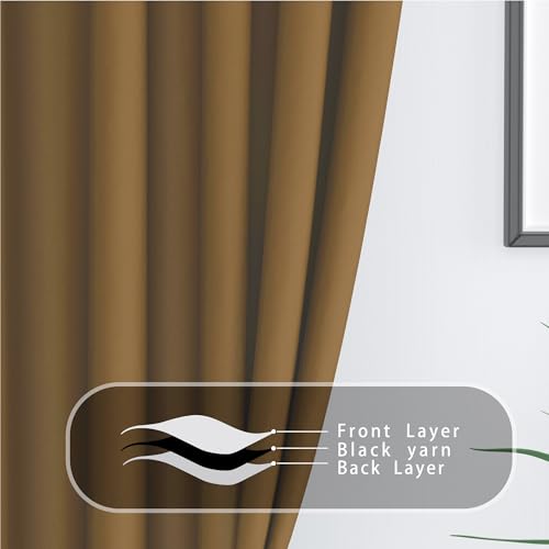 Brown Valance Curtain Blackout 16 inches Long Living Room Darkening Short Little Mini Small Curtain Topper Rod Pocket Triple Weave Bathroom Bedroom Kitchen Window Curtain Over Sink Valance 1 Panel by UPOPO - Image 4