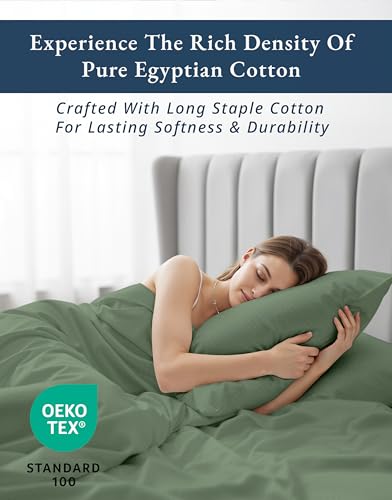Image of LANE LINEN Black Sheets Full 100% Egyptian Cotton Sateen - Iceberg Green | Cotton Full Size Sheet Sets - 4-Piece Set, For A Luxurious Night's Sleep, For A Silky Hotel-Style Bed, Luxe Sheen