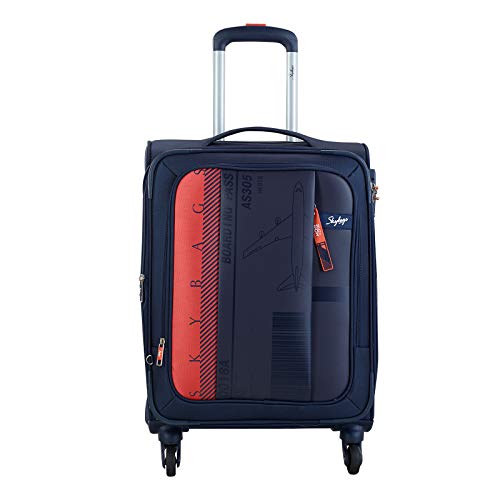 Image of Skybags Polyester 58.5 Cms Navy Blue Softsided Spinner Wheels Cabin Luggage Suitcase(Stairw59Nbl)