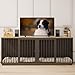EBE Dog Crate Furniture, 71.6'' Metal Steel Frame Double Dog Kennel with 2 Rooms and Removable Divider, Heavy Duty Dog Crate Table Indoor TV Stand for Small Medium Large Dogs Black