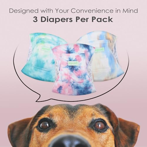Image of wegreeco Washable Male Dog Belly Band (Stylish Pattern)- Pack of 3 - Washable Male Dog Belly Wrap, Dog Diapers Male (Tie-dye, Sky, Large)