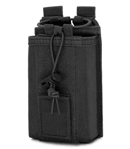 INGIDO Molle Radio Pouch Holster Adjustable Storage Belt Holder Case Heavy Duty Nylon for Universal Two Ways Walkie Talkie Black
