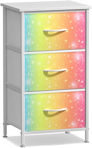 Sorbus Kids Nightstand, Fabric Drawers (Colorful with Stars, 3 Drawer) - image 7
