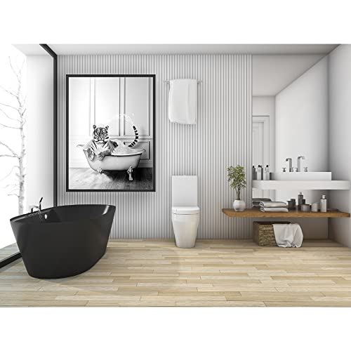 Tiger Poster - Black And White Painting Poster Unframed - Animal Canvas Wall Art For Bathroom (12×16Inch/30×40Cm) #TOP5