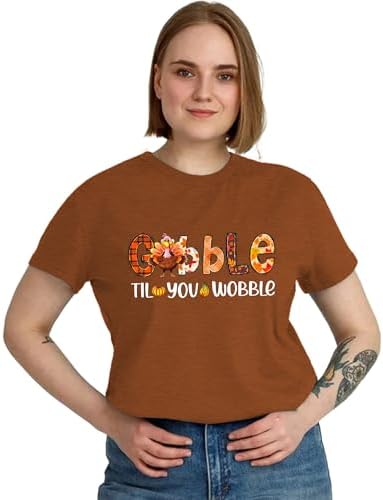 Gobble Tile You Wobble Shirt Womens Turkey for top tee Happy Thanksgiving Pumpkin Pattern T-Shirt