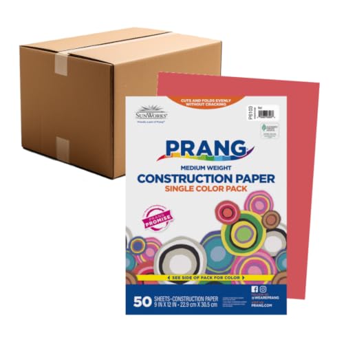 Image of Prang Construction Paper, 9 inch x 12 inch, Red, 50 /Pack, 50 Packs | Formerly SunWorks, Class Pack, 2500 Sheets Total, P6103