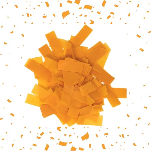 Biodegradable Tissue Confetti Rectangles, Orange Color – Ultimate Confetti Fluttering Tissue Paper for Confeti Cannon and Launcher Use, Table Decorations, and More (20 Handfuls per Bag, 1 lb)
