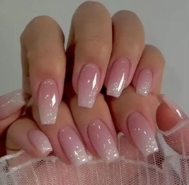 MouyouGlow Ballerina Rosa Ombre Weiß Glitzer Press on Nails Kurz - Fingernägel kaufen