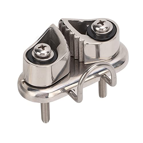 Cunyuer Cam Cleat with Wire Leading Ring, 316 Stainless Steel Mirror Polished Boat Rope Cleat, Sailboat Pilates Equipment for 10mm Rope