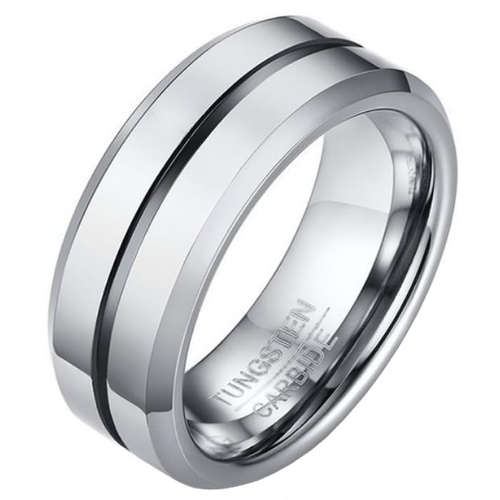Bague en tungstène pour homme argent pour le style quotidien