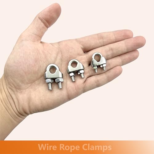 Lyrlidr LY01 8Pcs M4 Wire Rope Clamps Cable Clamps 4Pcs 5/32"Wire Rope Thimble U Bolt Saddle Fastener 304 Stainless Steel Cable Clamps thumb #2
