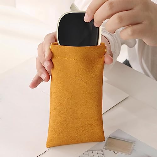Image of 3 Pack Leather Eyeglasses Cases PU Soft Sunglasses Pouch Squeeze Top Portable Glasses Cases for Men Women