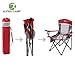 ALPHA CAMP Oversized Mesh Back Camping Folding Chair Heavy Duty Support 350 LBS Collapsible Steel Frame Quad Chair Padded Arm Chair with Cup Holder Portable for Outdoor (Red/Grey)