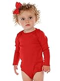 Kavio! Unisex Infants Lap Shoulder Long Sleeve Onesie Red 6M
