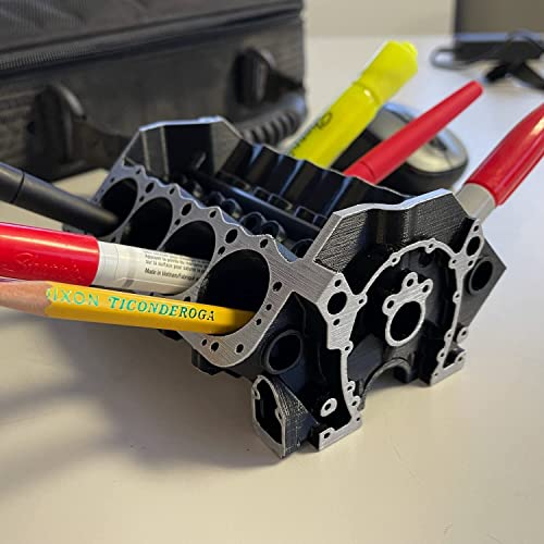 Small Block Chevy Pencil Holder & Desk Ornament - SBC Bare Block - V8 Engine