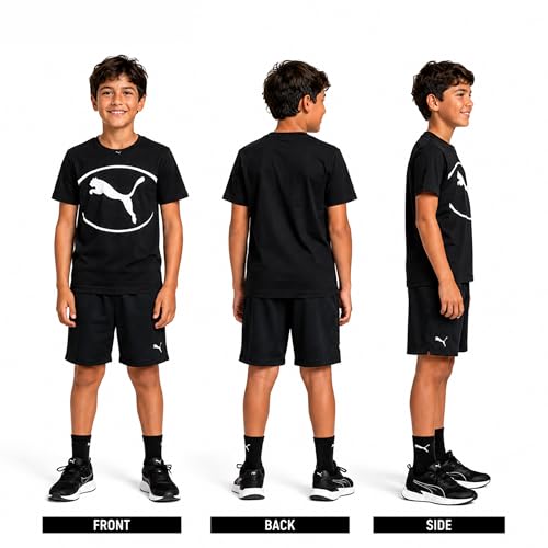 Image of PUMA Boys T-Shirts Athletic Crewneck Short Sleeve Tees (Sizes S-XL) | Soft Breathable Cotton Blend, Comfortable Casual Fit, Great for School, Play & Everyday Wear