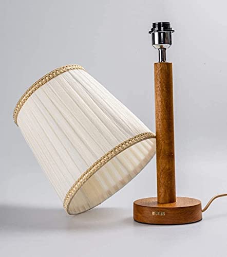 Lampe de chevet de chambre simple en bois de caoutchouc brun