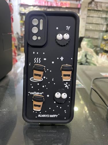 Image of Bintage Case Cute Fun Taddy| 3D Ball Bear| Donut| Coffee Rubber Case Full Body & Camera Protection Back Cover Compatible for Redmi Note 10T 5G - Black