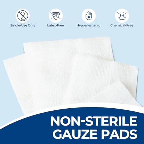 Image of 200 Pack 3x3 Inch Gauze Sponges 8-Ply, 100% Cotton Soft Woven Gauze Pads for Wound Care, Highly Absorbent Bulk Hospital-Grade First Aid & Surgical Dressing