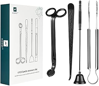NIXWET 4 in 1 Candle Accessory Set, Candle Snuffer Set Candle Accessories Inude Candle Wick Trimmer, Candle Wick Dipper, Candle Wick Snuffer, Candle Tongs, Great Gift for Candle Lovers