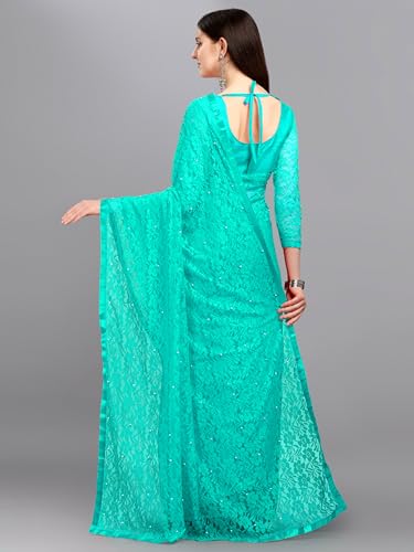 Image of LOROFY Women's Brasso Net Saree With Blouse