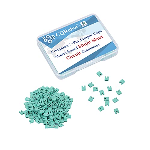 CQRobot 200 Pieces Green Standard Computer Jumper Caps Header Pin Shunt Short Circuit 2P Connector Open Top 2.54mm. for Arduino Raspberry Pi PCB PC DVD HDD Motherboard Shorting and Other Project