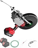 Automatic Wire Stringing Machine, Angle Adjustable Fish Tape Tools with 2 21V Batterys and 130 FT Cable, Electric Cable Pipe Wearer Stringing Machine for Construction Hydropower Network Communication