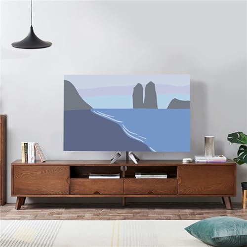 Fansu Funda para TV de Interior Dibujos Animados 3D, Cubierta Antipolvo Elástico Colgante, Funda para Televisor Universal, para 32-75 Pulgadas Cubierta Antipolvo para TV (Montañas,75 pulgadas)