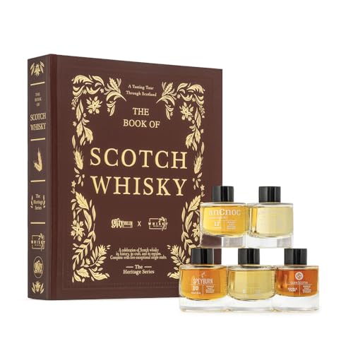 Scotch Whisky Gift Set with Miniatures | The Book of Scotch Whisky | 5 x 30ml Miniatures Gift Set | 20 Page Illustrated Book | Tasting Set with Videos via QR codes | Whisky With Us