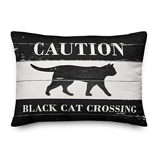 Black Cat Crossing Decorative Throw Pillow