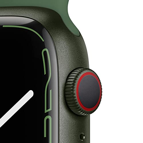 41YDeWYtWNL Apple Watch Series 7 GPS + Cellular, 45mm Green Aluminum Case with Clover Sport Band - Regular (Renewed) - Image 3