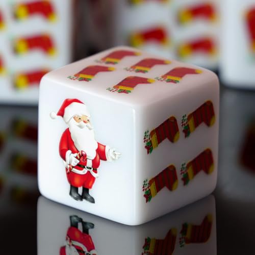 PUDDlSOTl Christmas Stocking Dice Set 12 six-Sided dice White with Christmas Stockings for Family Games and Teaching