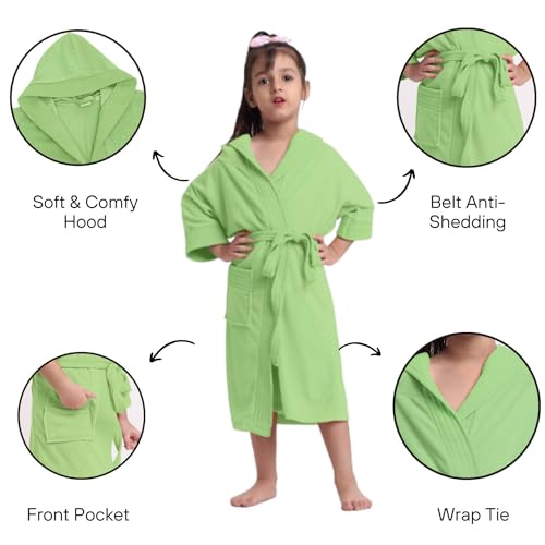 Image of CREEVA Cozy Hooded Bathrobe for Kids - Lightweight, Quick-Dry, and Perfect for Daily Use